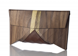Деревянный клатч "Geometrika 150" с кожаной вставкой